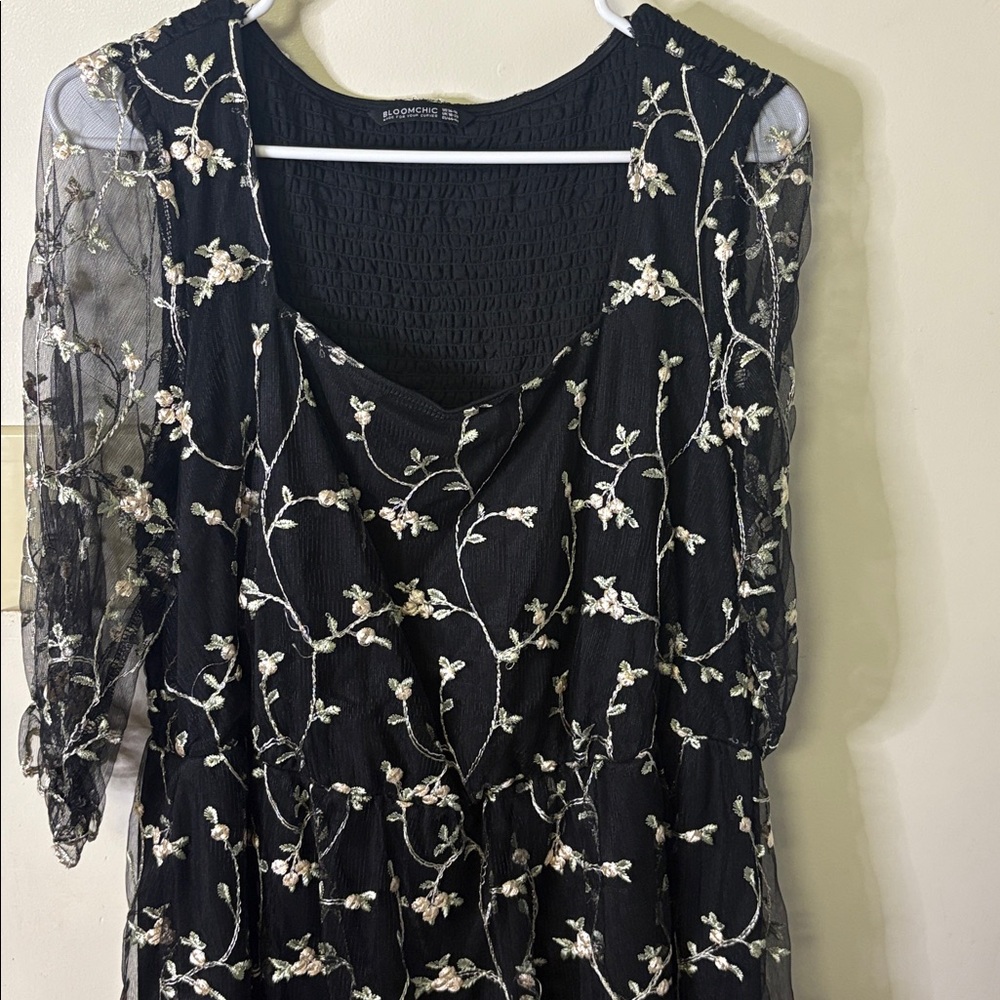 BloomChic Black Dress with Floral Details